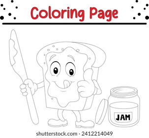 Coloring pages slice bread with jam giving thumbs up