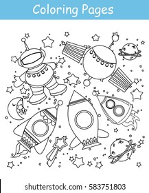 Coloring Pages Space World Game Kids 库存矢量图 免版税