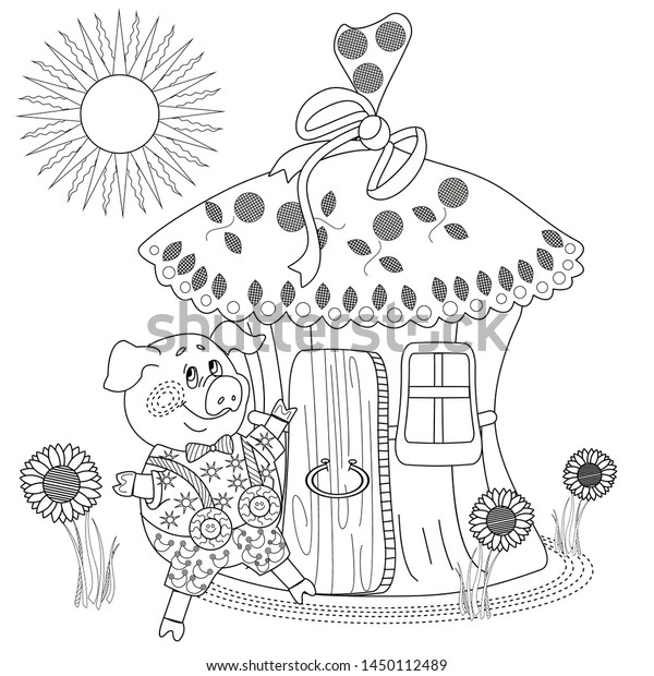 Download Coloring Pages Three Little Pigs Page Stock Vector Royalty Free 1450112489