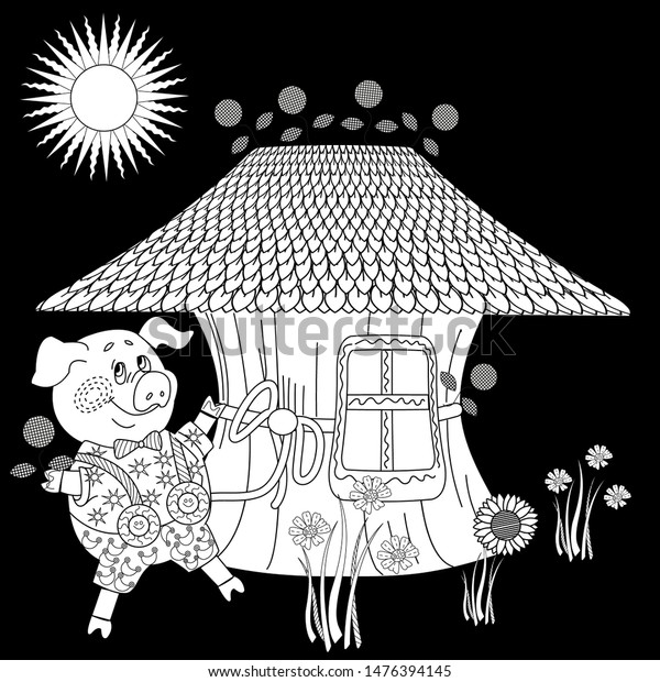 Coloring Pages Three Little Pigs Page Royalty Free Stock Image