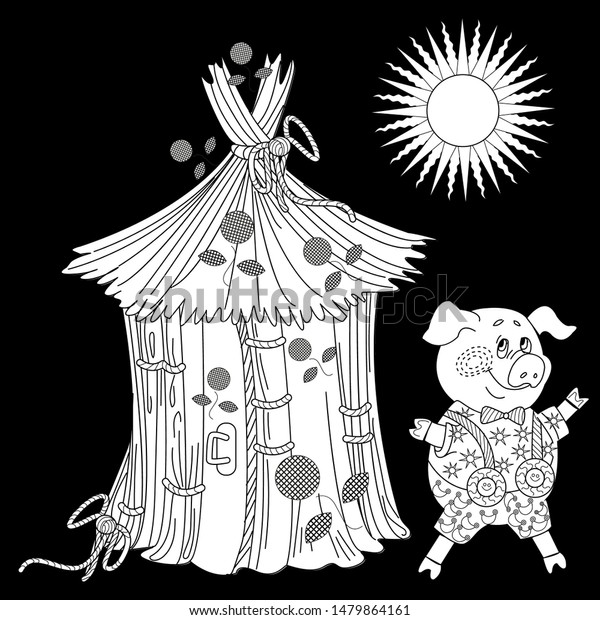 Coloring Pages Three Little Pigs Page Stock Vector Royalty Free