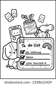 a coloring pages of todo list with a dog