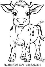 Diseño vectorial de páginas coloreadas, ilustración Vaca