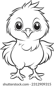 Diseño vectorial de páginas coloreadas, ilustración Pollo