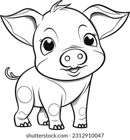 Diseño vectorial de páginas coloreadas, ilustración Pig