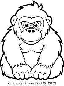 Coloring pages vector design, illustration Gorilla