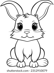 Coloring pages vector design, illustration Rabbit