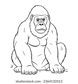 Coloring pages vector design, illustration Gorilla