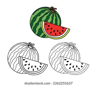 coloring pages of watermelon vegetables and fruits for children