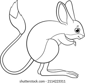 Coloring pages - wild animals. Little cute jerboa stands and smiles.