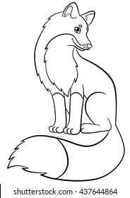 outline fox images stock photos vectors shutterstock https www shutterstock com image vector coloring pages wild animals little cute 437644864