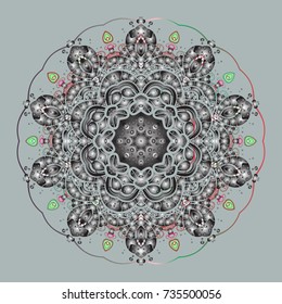 Coloring pages. Zentangle elegant snow flake. Vector ornamental winter illustration for decoration, Christmas greeting cards, invitation template.