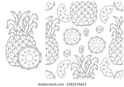 Coloring pattern for kitchen, restaurant or shop. Set in hand draw style