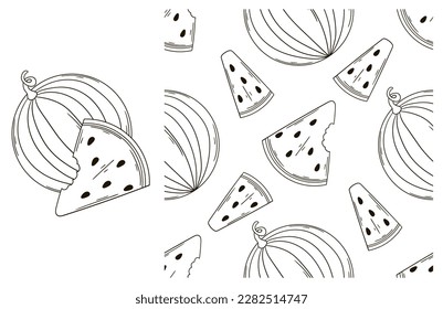 Coloring pattern for kitchen, restaurant or shop. Set in hand draw style