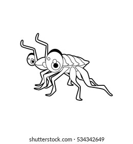 coloring pattern page. Funny cute cartoon sea animals. Isopod