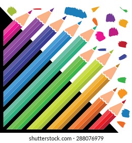 Coloring pencils in a row. colorful design of the pencil collection. A creative career ahead.