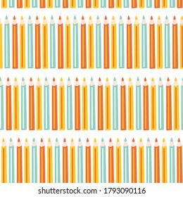 Coloring Pencils seamless vector background for kids. Repeating pattern for back to school decor, kids, children, fabric, surface pattern design