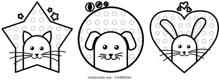 Coloring of pet. Animal icons