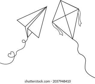 Coloring picture of black and white paper air plane. Coloring page for kids.