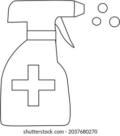 Coloring picture of disinfectant sprayer. Good for medical and health content. Coloring picture for kids. Picture to color
