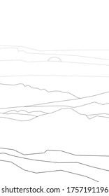 Coloring of picture of mountains against the setting sun