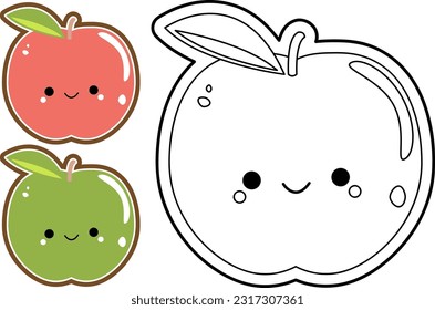 coloring pictures red apple green apple