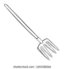 coloring pitchfork for cleaning the garden vector illustration