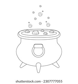 Coloring pot of potion for kids, vector illustration