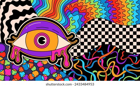 Colorear psicodélico estampado groovy con ojo.