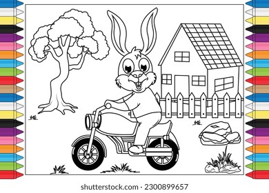 coloring rabbit animal cartoon for kids