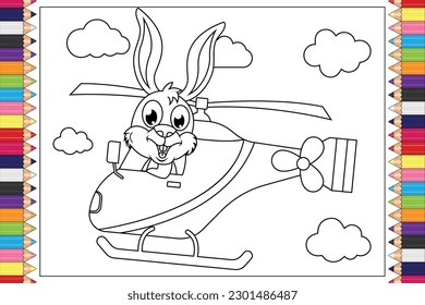 coloring rabbit animal cartoon for kids