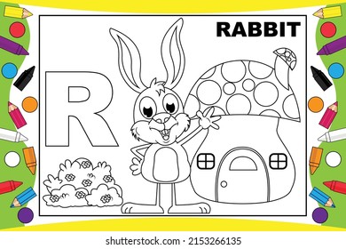 coloring rabbit cartoon for kids
