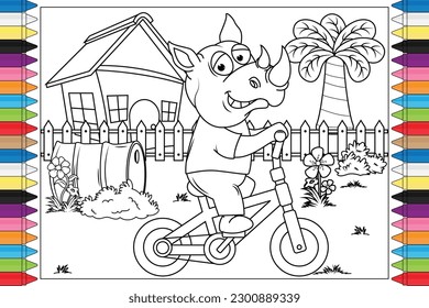 coloring rhino animal cartoon for kids