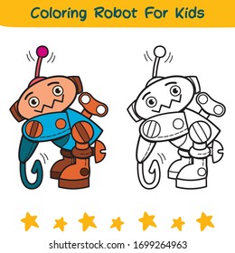 coloring robot for kids - cute cartoon robot 