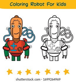 coloring robot for kids - cute cartoon robot 