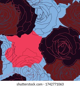 Coloring rose pattern texture. In vector illustration