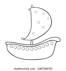 coloring   sailing boat with stars  vector illustration