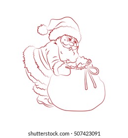 Coloring Santa outline drawing hands