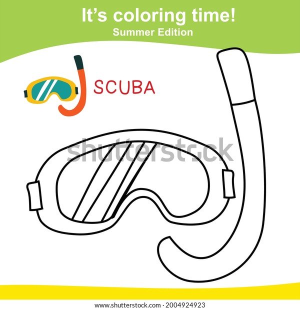 Coloring Scuba Worksheet Page Educational Printable Stock Vector ...