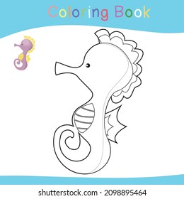 Coloring Sea Animals Worksheet Page. Educational Printable Coloring Worksheet. Coloring Game For Preschool Children. Black And White Vector Illustration. Motor Skills Education.