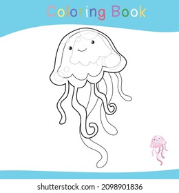 Coloring Sea Animals Worksheet Page. Educational Printable Coloring Worksheet. Coloring Game For Preschool Children. Black And White Vector Illustration. Motor Skills Education.