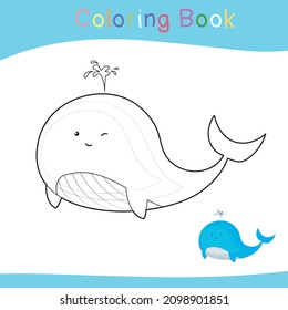 Coloring Sea Animals Worksheet Page. Educational Printable Coloring Worksheet. Coloring Game For Preschool Children. Black And White Vector Illustration. Motor Skills Education.