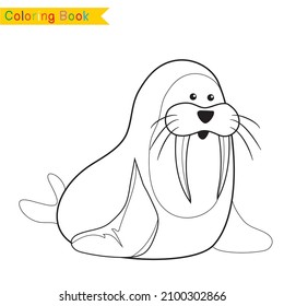 Coloring Sea Animals Worksheet Page. Educational Printable Coloring Worksheet. Coloring Game For Preschool Children. Black And White Vector Illustration. Motor Skills Education.