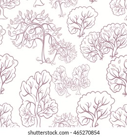 Coloring seamless pattern an apple tree maroon vector illustration