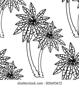 Coloring seamless pattern couple of palm trees vector illustration