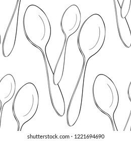 coloring seamless pattern cutlery spoon for food vector illustration