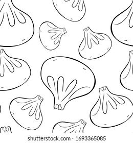 coloring seamless pattern dumplings dough product food vector illustration