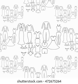 Coloring seamless pattern with female clothing vector illustration