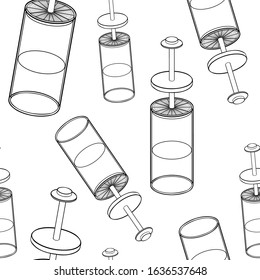 coloring seamless pattern kitchen french press for drinks vector illustration