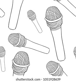 coloring  seamless pattern microphone for public speaking  vector illustration